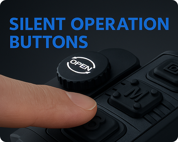 Silent operation rubberized buttons
